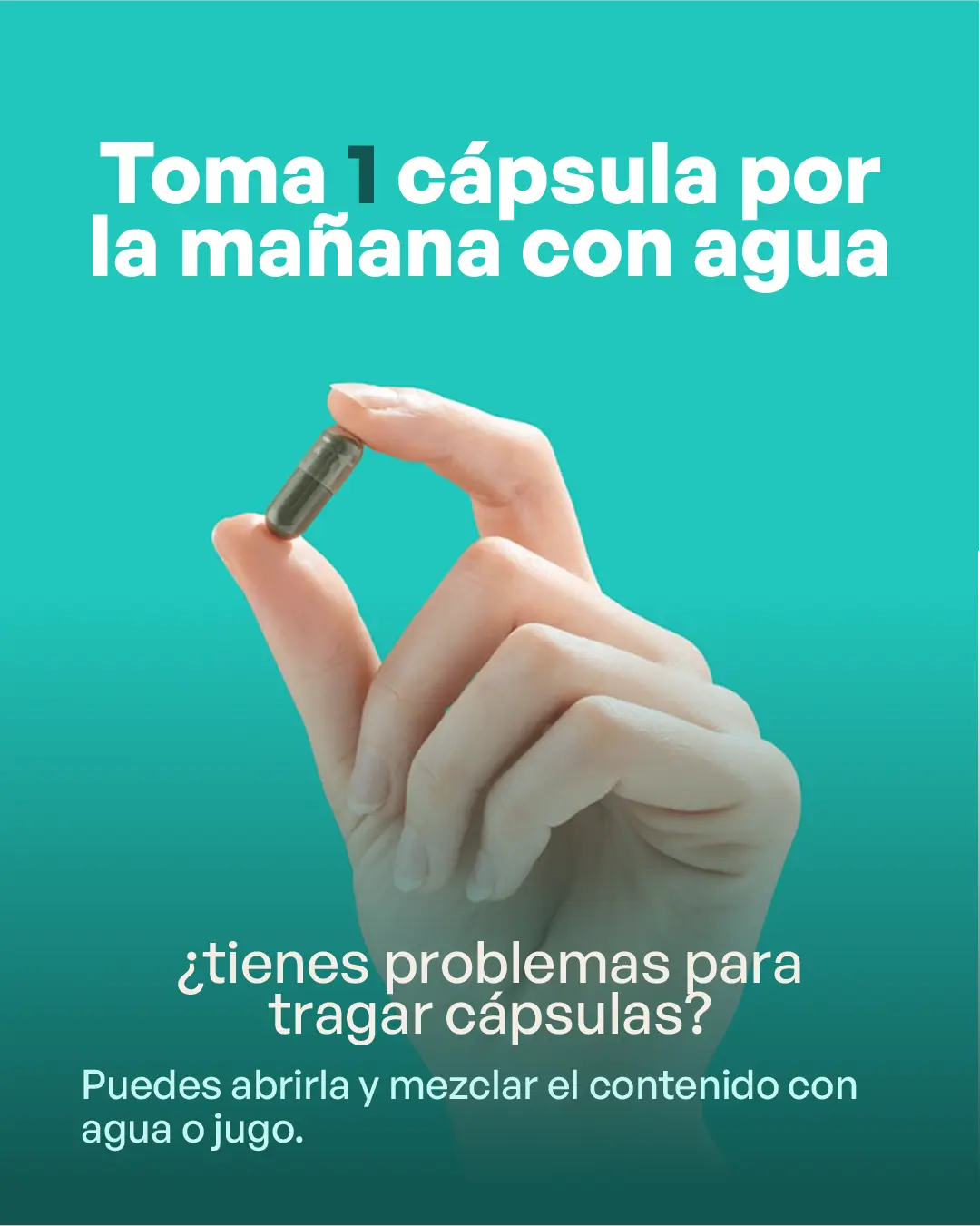 Toma 1 cápsula por la mañana con agua, DEOS suplemento desodorante con ingredientes naturales.