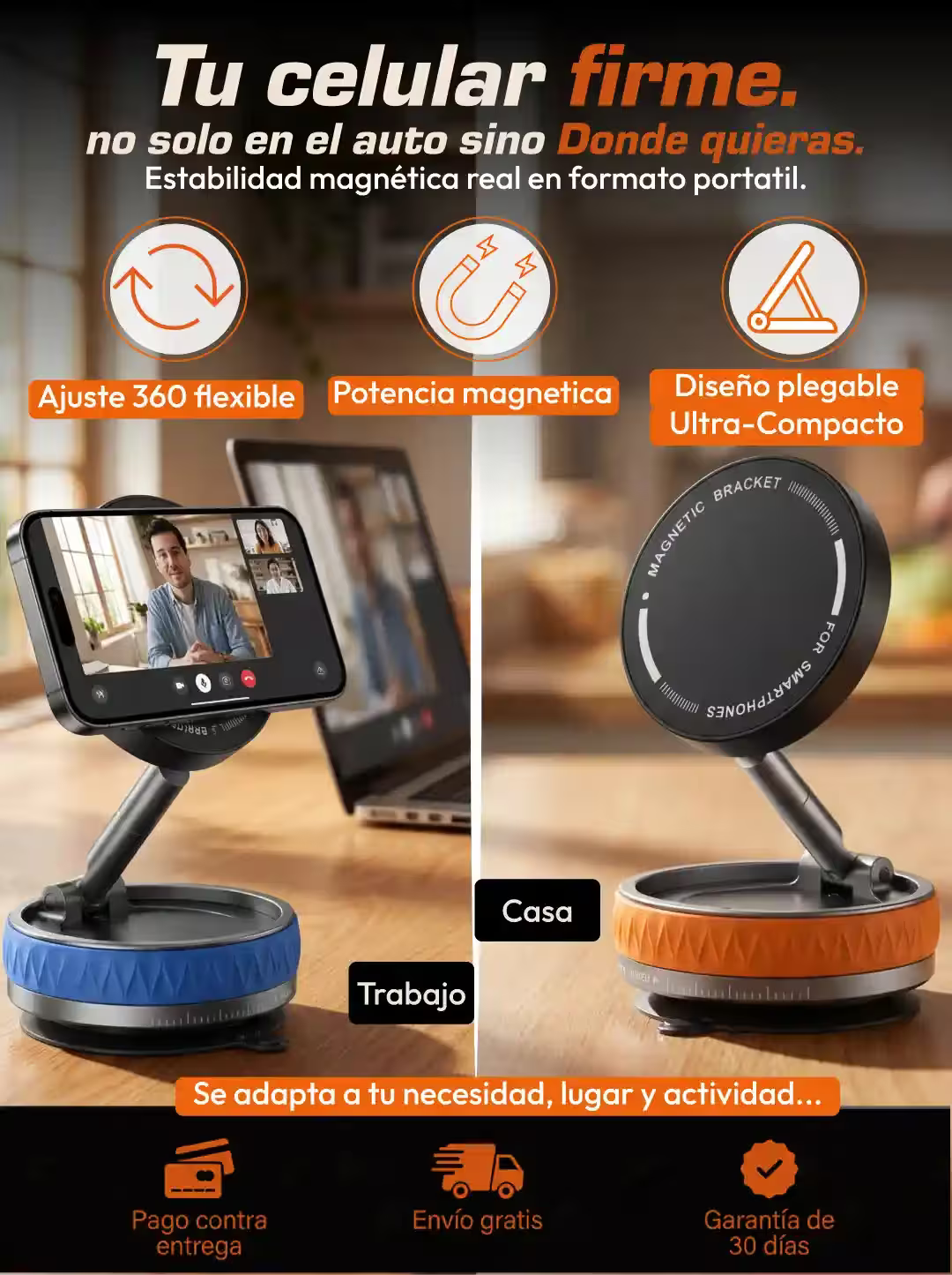 Soporte Magnético Retráctil Plegable con Ventosa para Smartphone